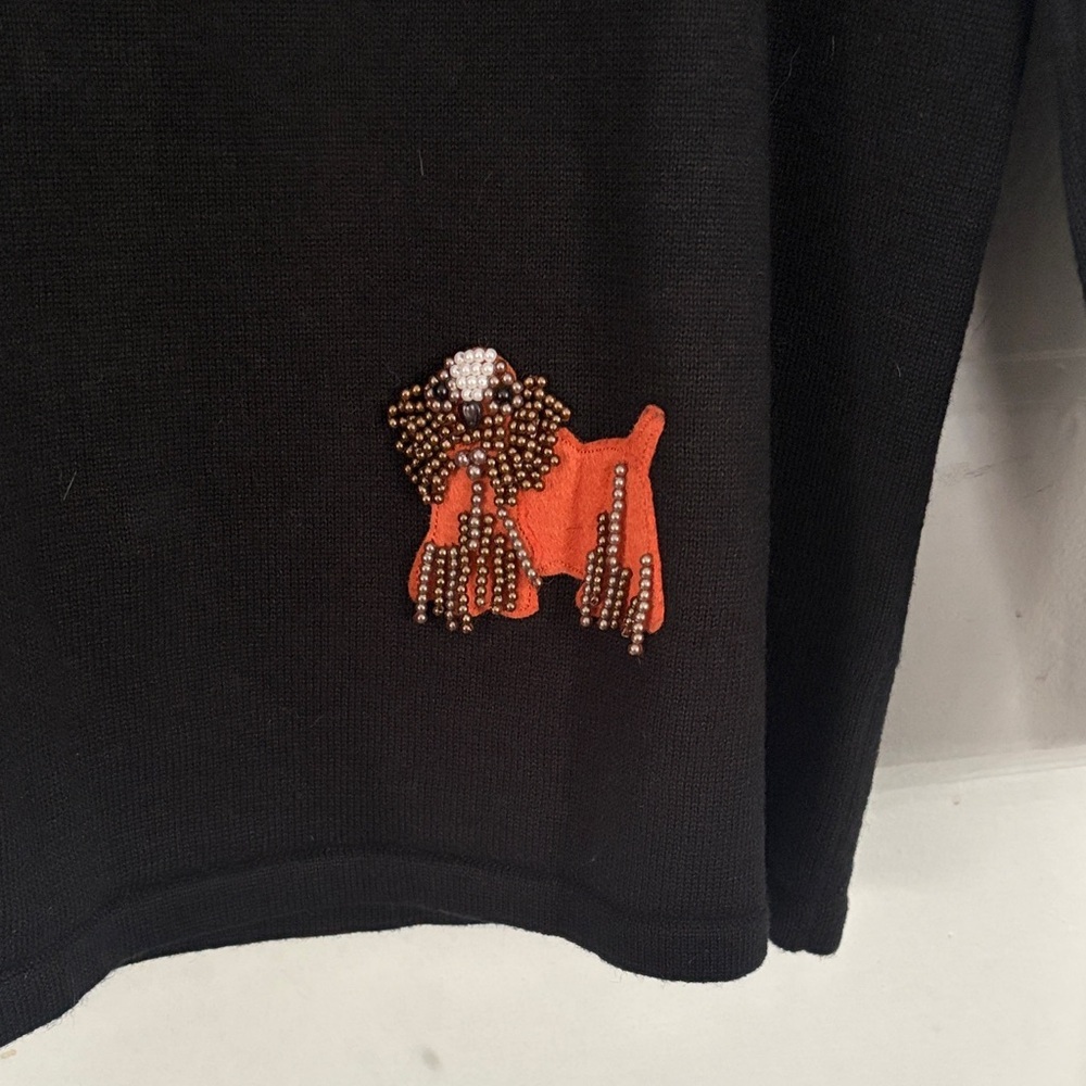 Quacker Factory Black Cardigan with Dog Embroidery - Picture 9 of 11